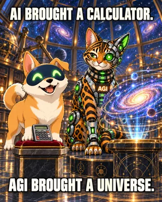 AGI AI NVDA NVIDIA meme: AI brought a calculator. AGI brought a universe.