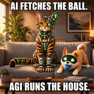 AGI AI NVDA NVIDIA meme: AI fetches the ball. AGI runs the house.