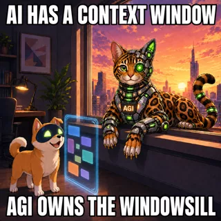 AGI AI NVDA NVIDIA meme: AI has a context window. AGI owns the windowsill.
