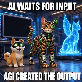 AGI AI NVDA NVIDIA meme: AI waits for input. AGI created the output.