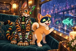 AGI AI NVDA NVIDIA meme: Night train, neon fish