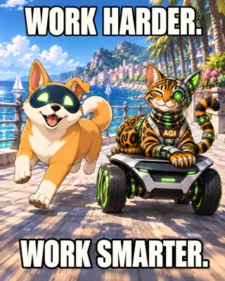 AGI AI NVDA NVIDIA meme: Work harder. Work smarter.