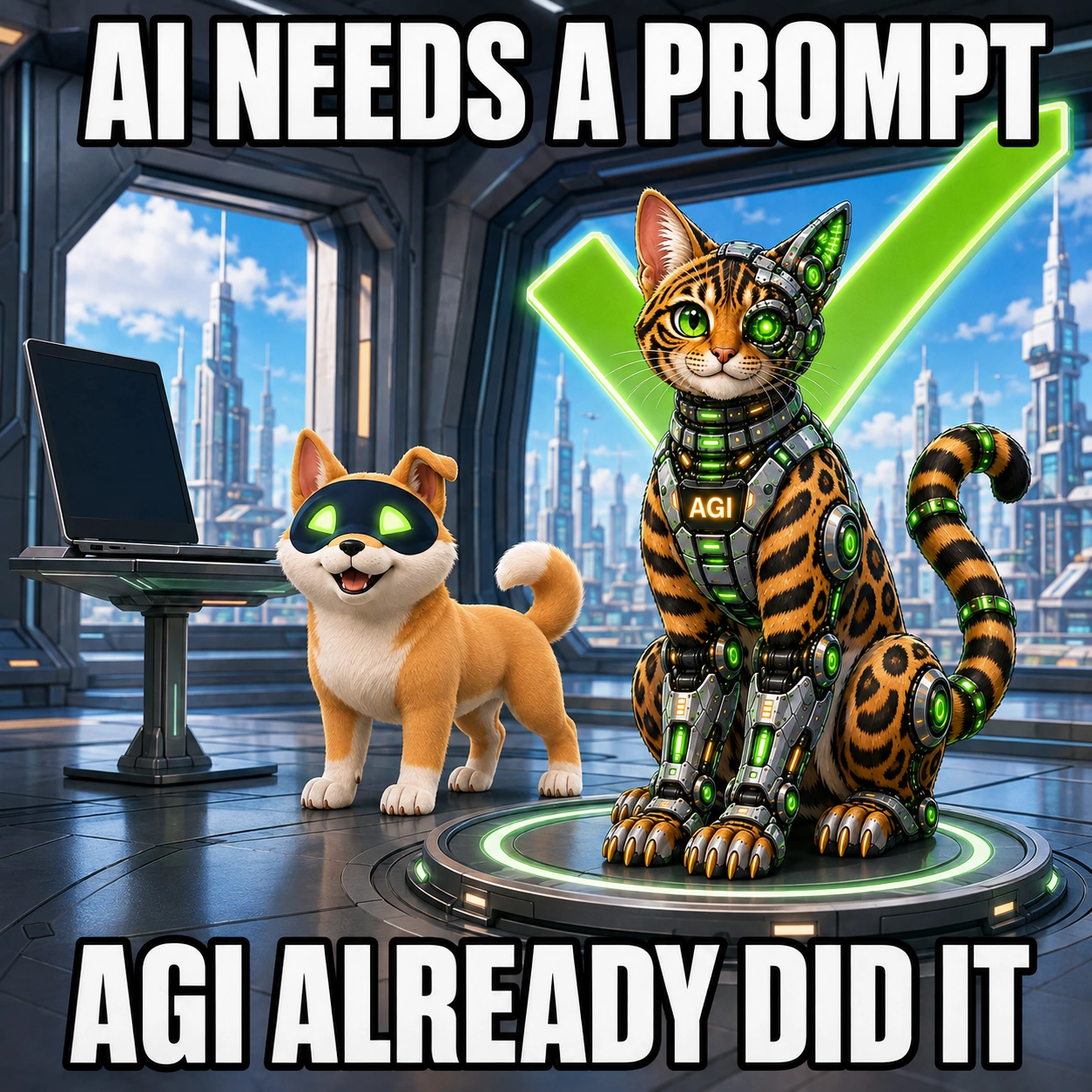 AGI AI NVDA NVIDIA meme: AI needs a prompt. AGI already did it.