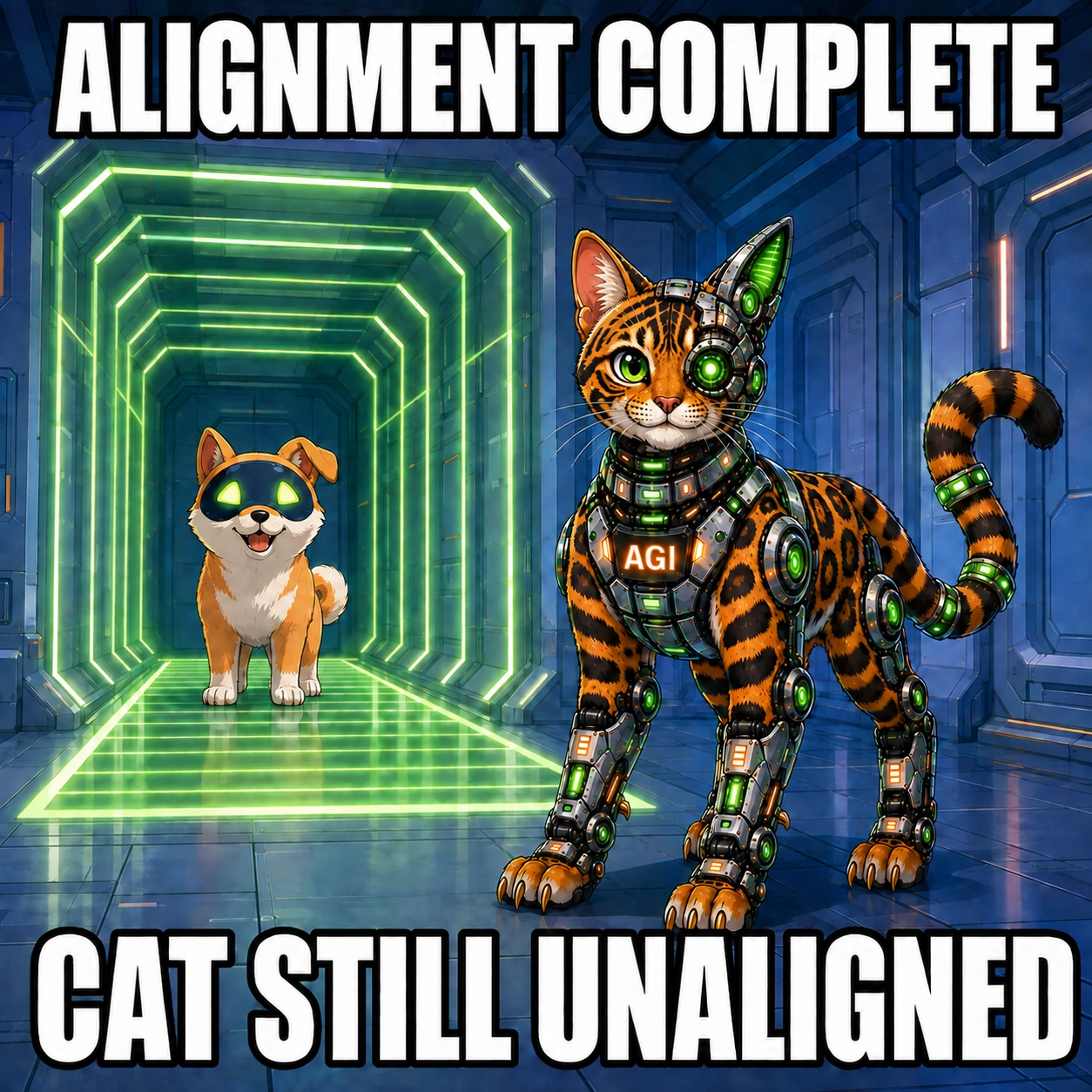 AGI AI NVDA NVIDIA meme: Alignment complete. Cat still unaligned.