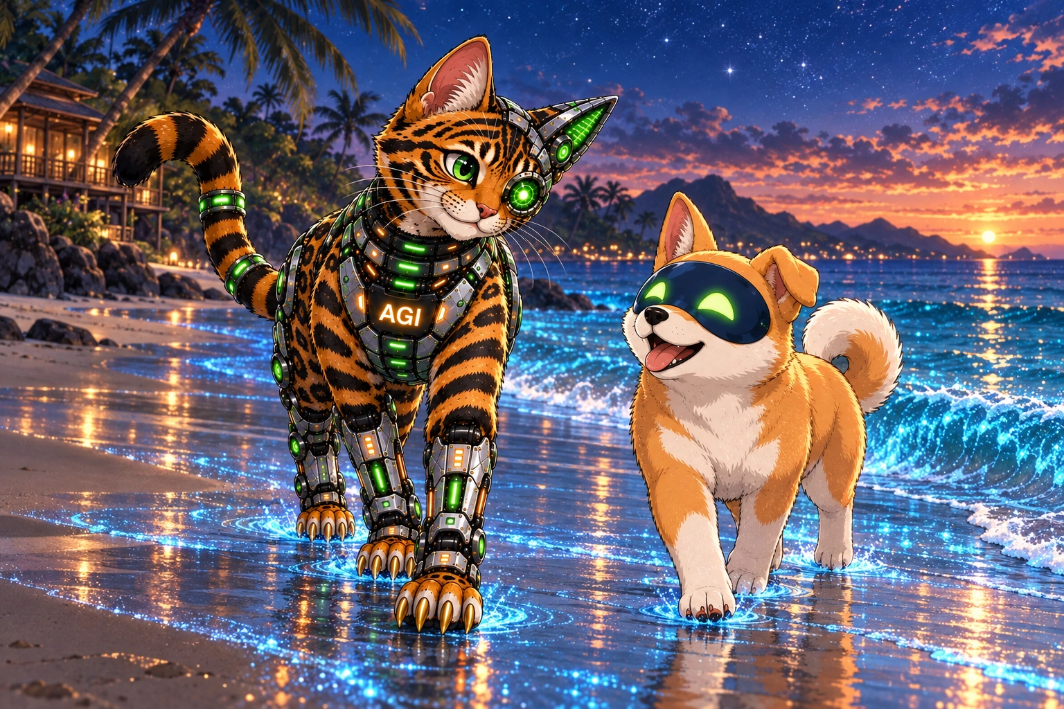 AGI AI NVDA NVIDIA meme: Bioluminescent beach