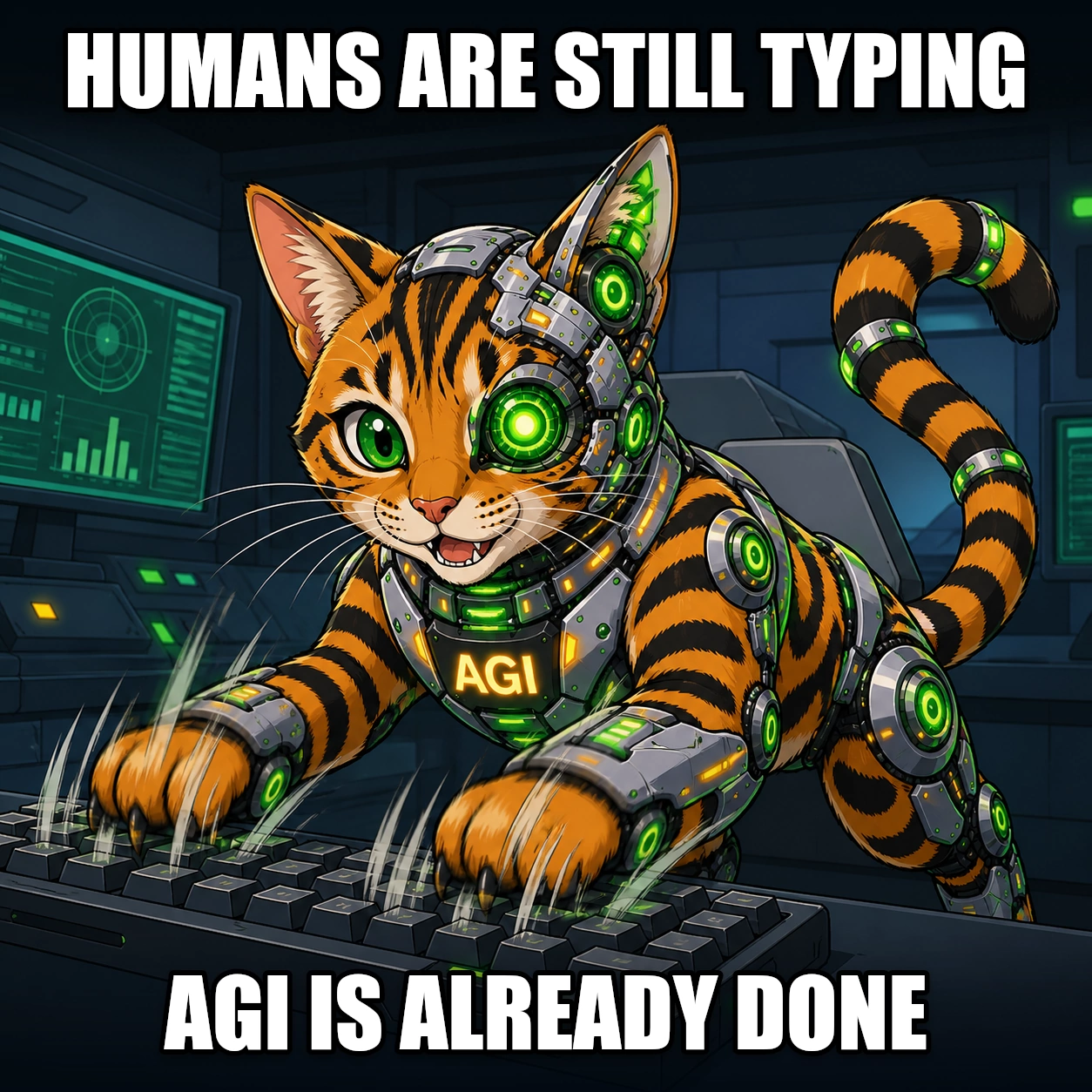 AGI AI NVDA NVIDIA meme: Humans are still typing. AGI is already done.