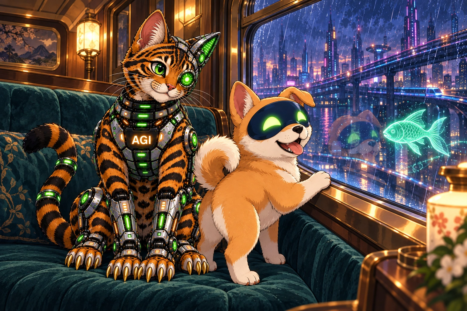AGI AI NVDA NVIDIA meme: Night train, neon fish