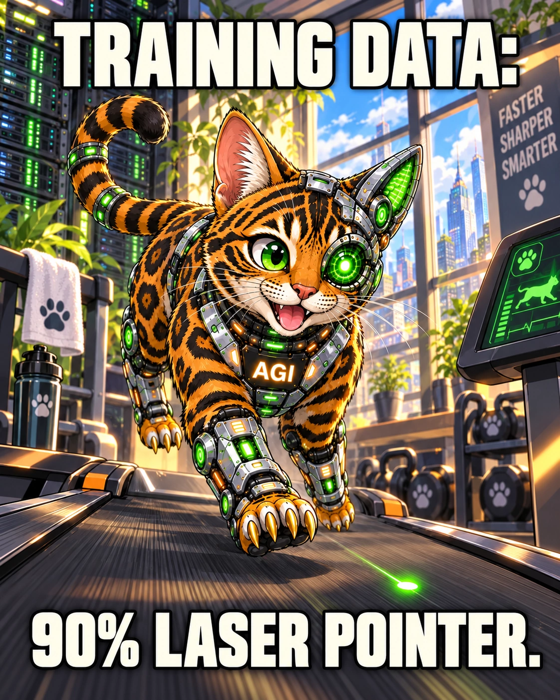 AGI AI NVDA NVIDIA meme: Training data: 90% laser pointer.